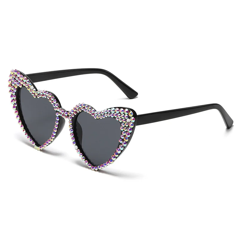 RBB Luxury Diamond Frame Heart Shape Sunglasses – Large UV400 Protection for Women