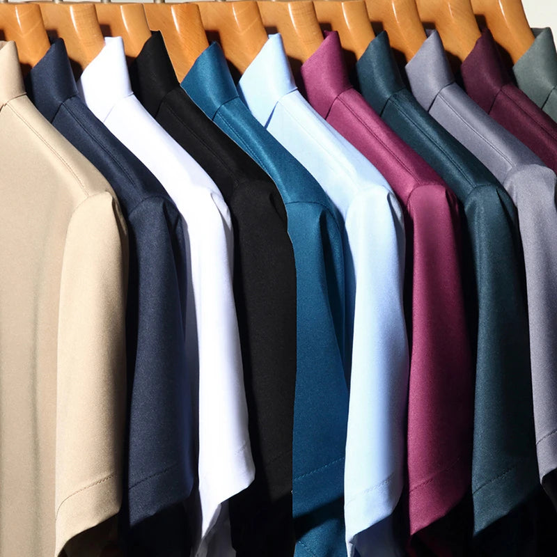 RBB Men’s Business Casual Short Sleeve Shirt – Wrinkle-Resistant Solid Color