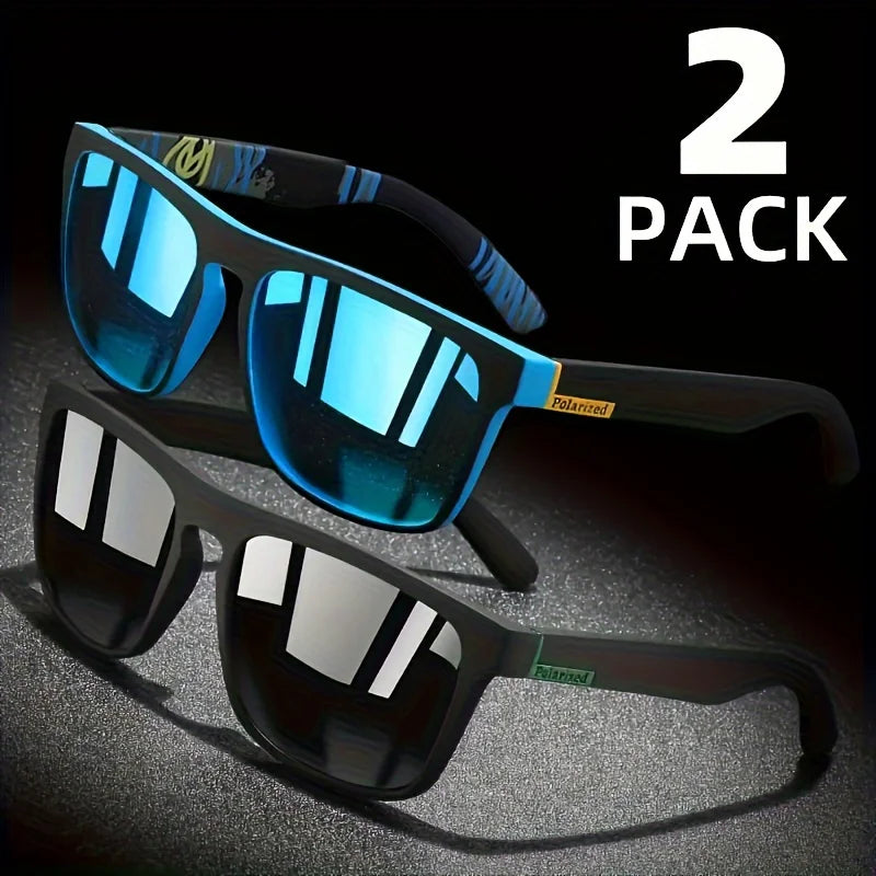 RBB 2PCS Polarized Square Sunglasses – Anti-Glare UV400 Shades for Travel, Party & Driving