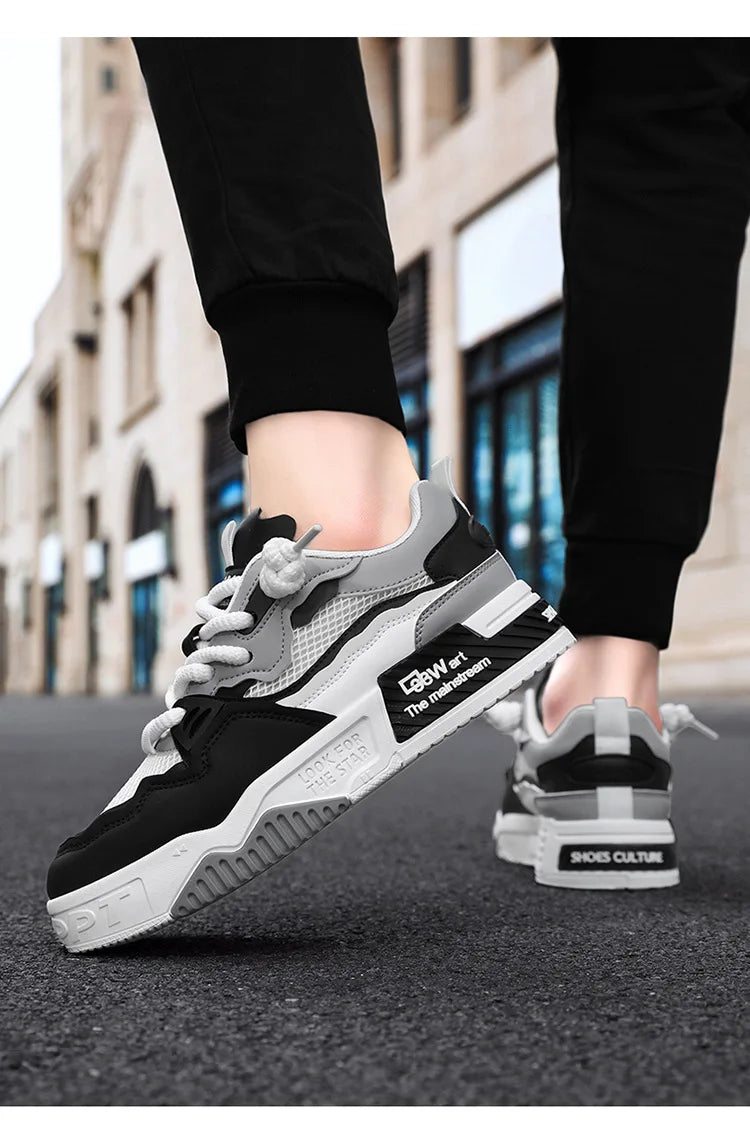 2025 Men’s Large-Size All-Season Soft Sole White Sneakers – Versatile Fashion Sports Shoes