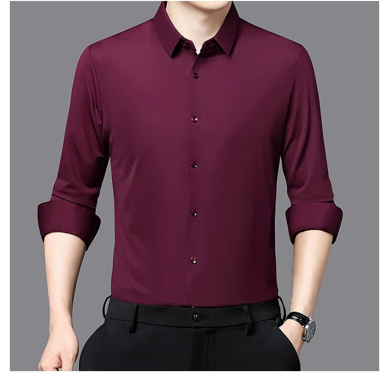 RBB Men’s Premium Ultra-Stretch Long Sleeve Shirt – Silky Formal & Casual Wear