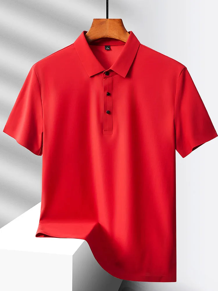 Men's Summer Quick-Dry Ice Silk Short Sleeve T-Shirt — Lightweight Nylon Fabric, Middle-Aged Casual Dad Tee
