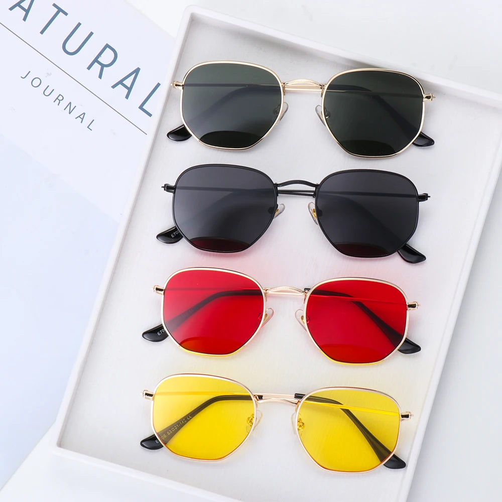 RBB Small Square Metal Frame Sunglasses – Mirrored UV400 Unisex