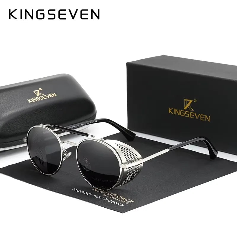 RBB Gothic Steampunk Polarized Sunglasses | UV400 Round Pilot Frame | RBB Vintage Designer Eyewear
