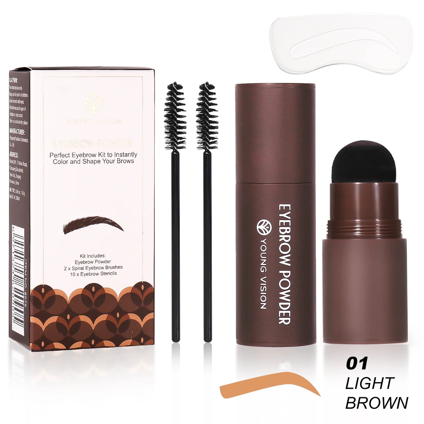 Eyebrow Stamp Stencil Kit – 1 Pc Long-Lasting Waterproof Brow Shaping Set with 10 Stencils