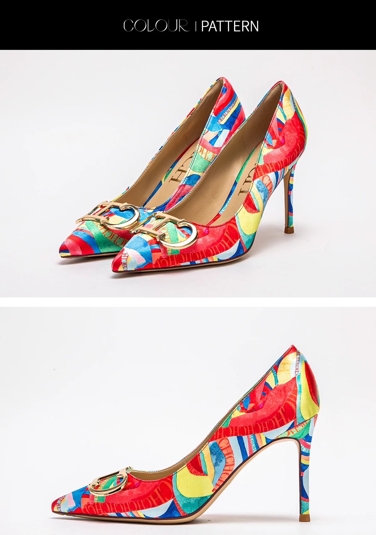 RBB Women’s 9cm High Heels – Pointed Toe with Metal Buckle