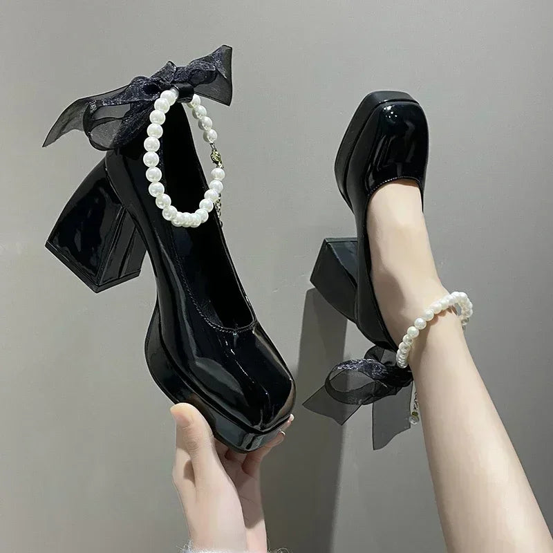 RBB 2024 Women's Mary Jane Platform High Heels – Elegant White Pumps