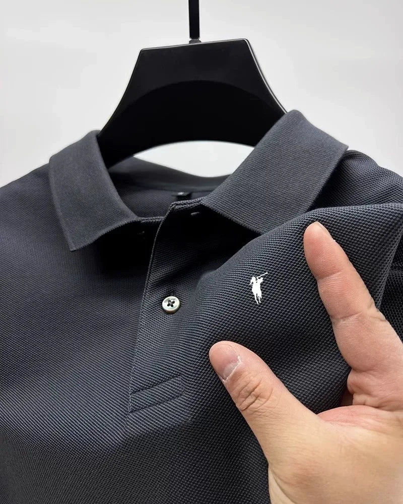 RBB 2025 Men’s Luxury Polo Shirt – Exquisite Horse Print, Short Sleeve, High-End Designer Summer Menswear