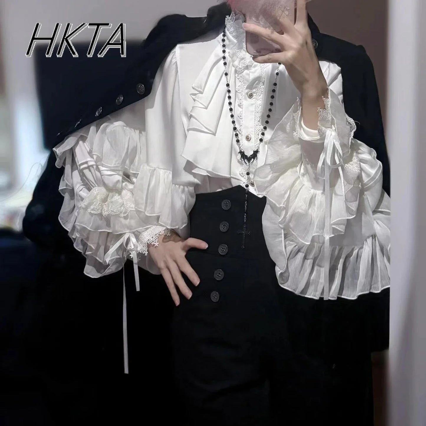 Gothic Style Batwing Sleeve Shirt Women Lolita Loose Spring Autumn Ladies Elegant Red and Black Top Blouse Solid Color Blouse