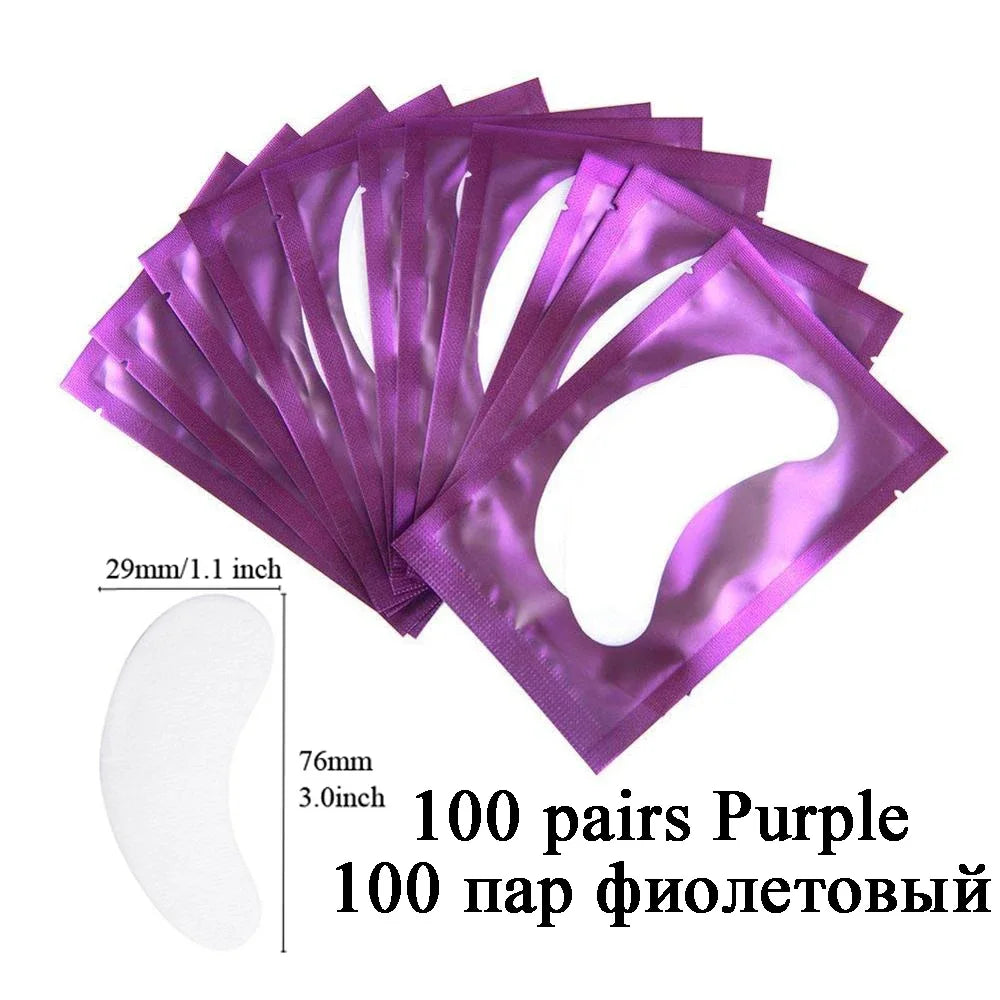 100 Pairs Under Eye Gel Patches for Eyelash Extensions – Lint-Free, Adhesive Lash Extension Supplies