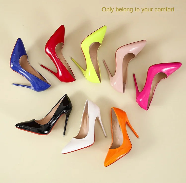 RBB 12cm Colorful Patent Leather Stiletto Pumps - Women's Size 45