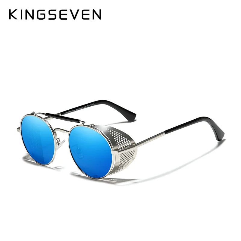 RBB Gothic Steampunk Polarized Sunglasses | UV400 Round Pilot Frame | RBB Vintage Designer Eyewear