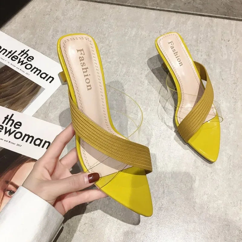 RBB Women’s Summer Pumps & Slides 2024 – Sexy Slip-On High Heels in Yellow, Green, Beige