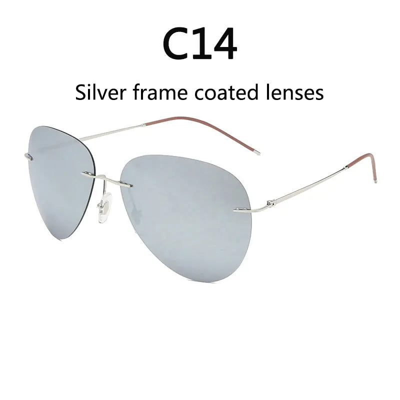 RBB Ultra-Light Frameless Photochromic Sunglasses | Polarized Titanium Goggles for Day & Night Driving & Fishing