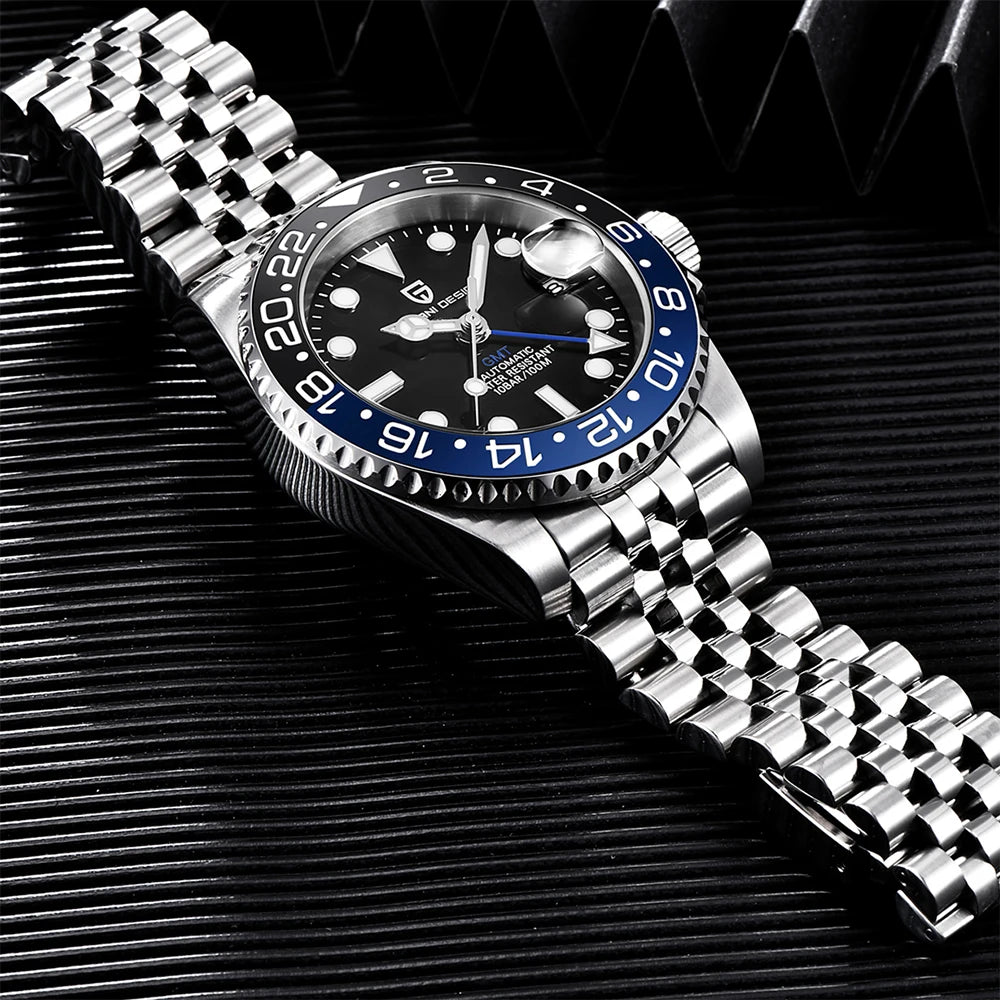 RBB DESIGN V3 Men's GMT Automatic Watch – 40MM Luxury Sapphire Mechanical Stainless Steel Waterproof Timepiece