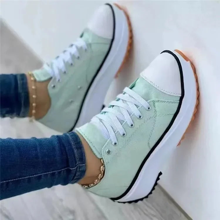 Women's Canvas Low-Top Casual Shoes | Lightweight, Solid Color, Round Toe | Large Sizes Available