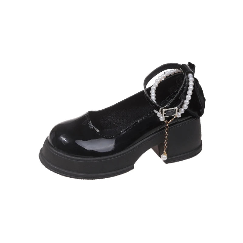 RBB Pearl Buckle Mary Jane High Heels for Women – Elegant Business & Banquet Shoes for Spring/Summer Skirt Outfits