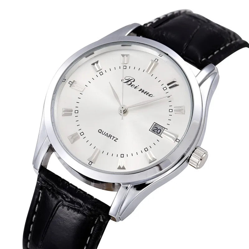 RBB Men’s Luxury Quartz Watch – Fashion Casual Leather Strap with Calendar
