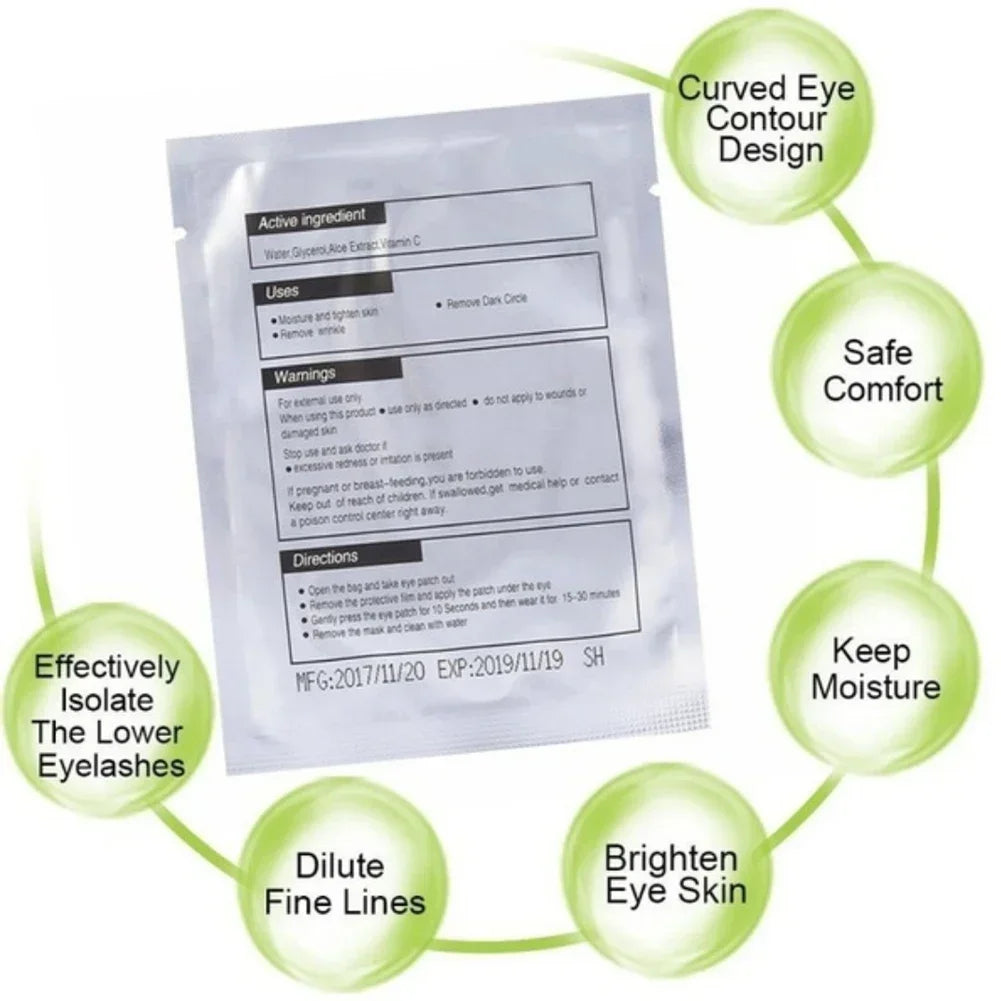 100 Pairs Under Eye Gel Patches for Eyelash Extensions – Lint-Free, Adhesive Lash Extension Supplies