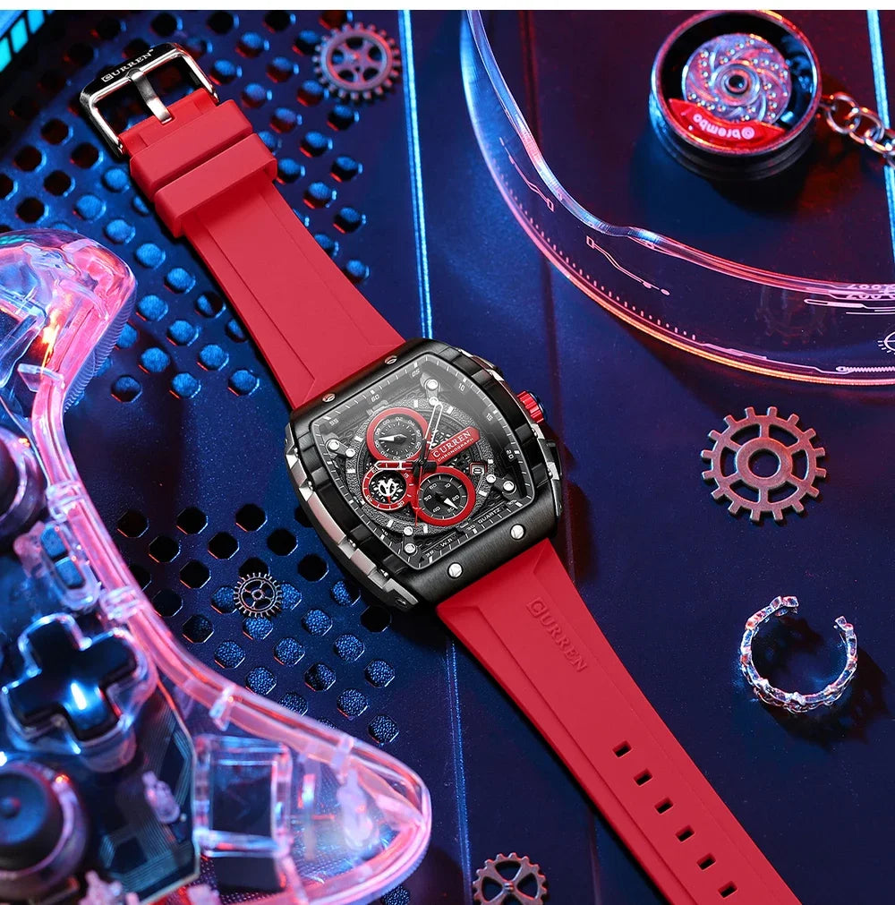 RBB Men's Luxury Square Chronograph Watch – Waterproof, Luminous, Date Display