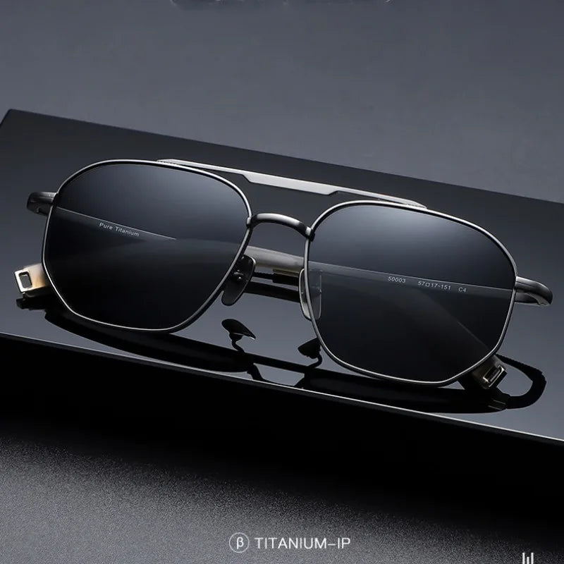 RBB Polarized Titanium Sunglasses – Handmade Square Frame Eyewear for Men & Women (Model 50003)