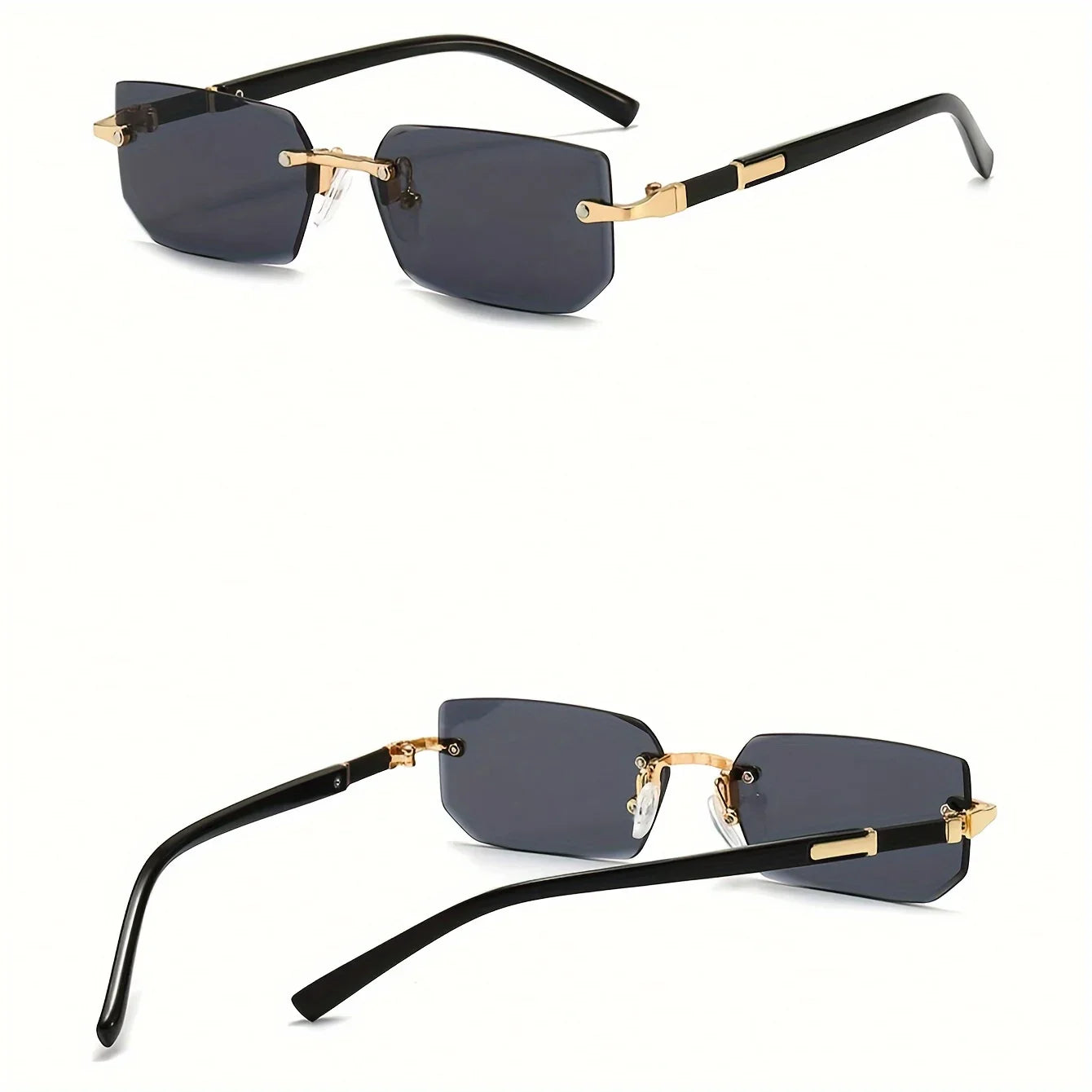 RBB Rimless Rectangle Sunglasses – Unisex Small Square Fashion Shades for Beach, Vacation & Travel