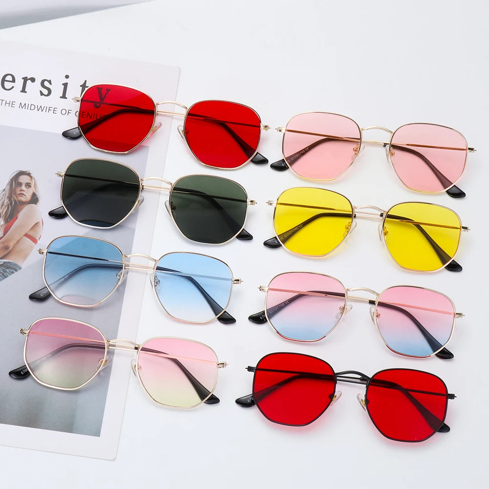 RBB Small Square Metal Frame Sunglasses – Mirrored UV400 Unisex