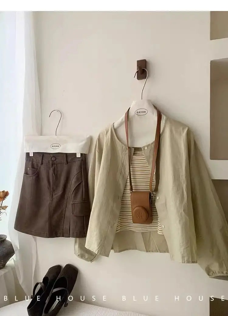 Fall Korean Sle Casual Long Sve irt Women's Versatile Artistic Outerwear round Ne Top Coat Women Loose Fit Commute S...