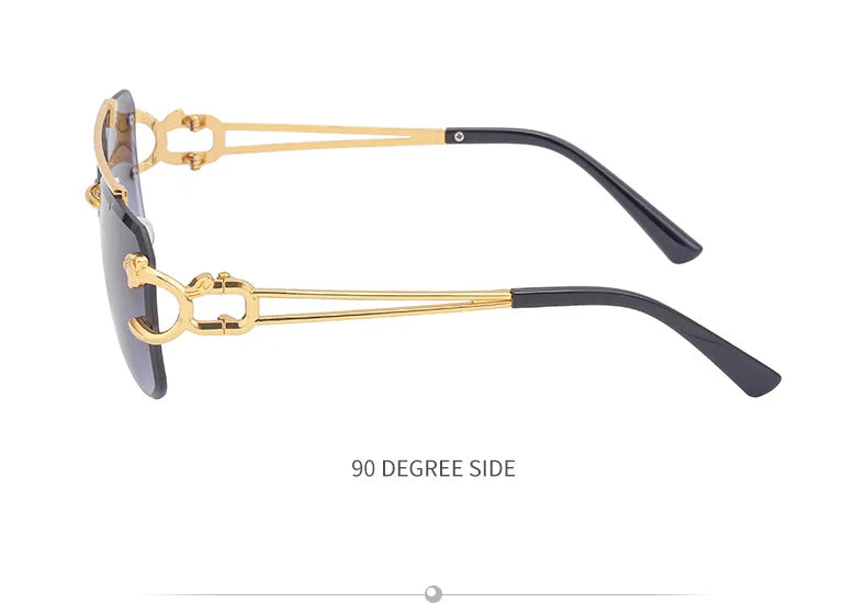 RBB 90168 Women's Fashion Metal Leopard Rimless Sunglasses – Gradient Ocean Film UV400 Double Bridge Design