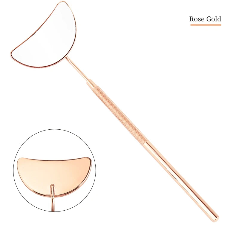 1Pc Moon-Shaped Eyelash Extension Inspection Mirror – Detachable Stainless Steel Lash Tool
