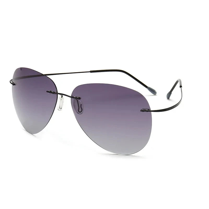 RBB Titanium Rimless Polarized Sunglasses – Ultralight Frameless Grey Photochromic Eyewear