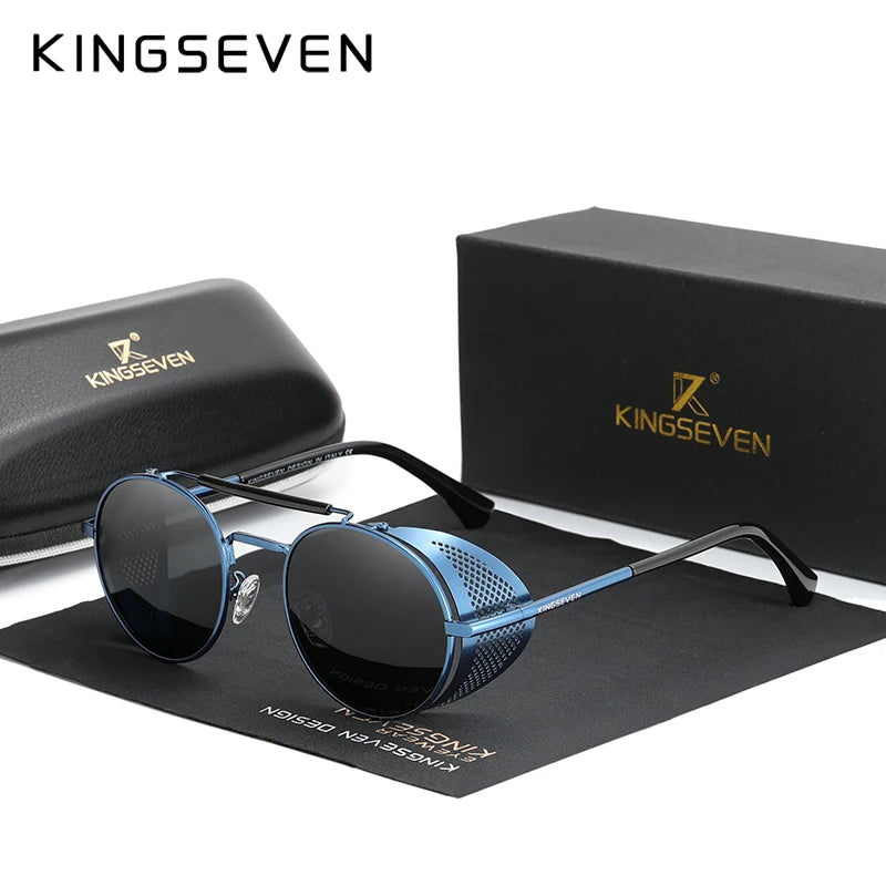 RBB Gothic Steampunk Polarized Sunglasses | UV400 Round Pilot Frame | RBB Vintage Designer Eyewear