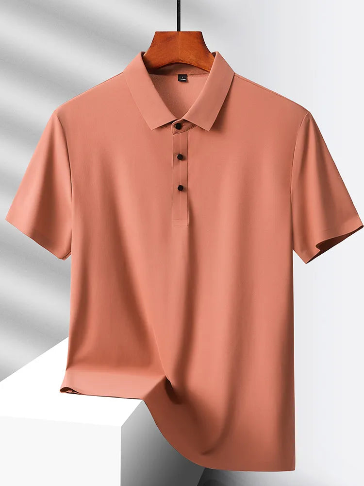 Men's Summer Quick-Dry Ice Silk Short Sleeve T-Shirt — Lightweight Nylon Fabric, Middle-Aged Casual Dad Tee