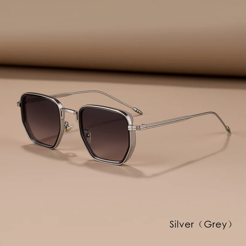 RBB Retro Polygon Square Sunglasses – UV400 Gradient Vintage Eyewear for Men & Women