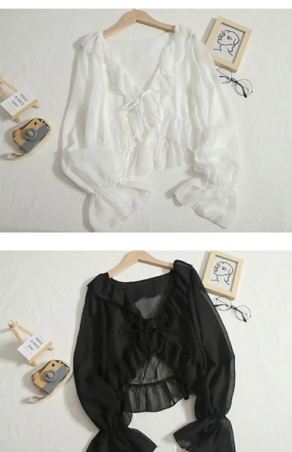 Blouses Women Lace-up Summer New Design Thin Trendy Long Sleeve Leisure Sweet Girls All-match Korean Style Tender Streetwear Ins