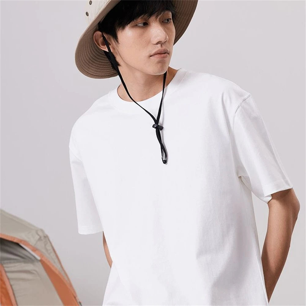 RBB Unisex Summer Cotton Solid Color O-Neck Short Sleeve T-Shirt – Couple White Casual Tee