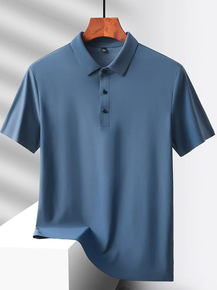 Men's Summer Quick-Dry Ice Silk Short Sleeve T-Shirt — Lightweight Nylon Fabric, Middle-Aged Casual Dad Tee