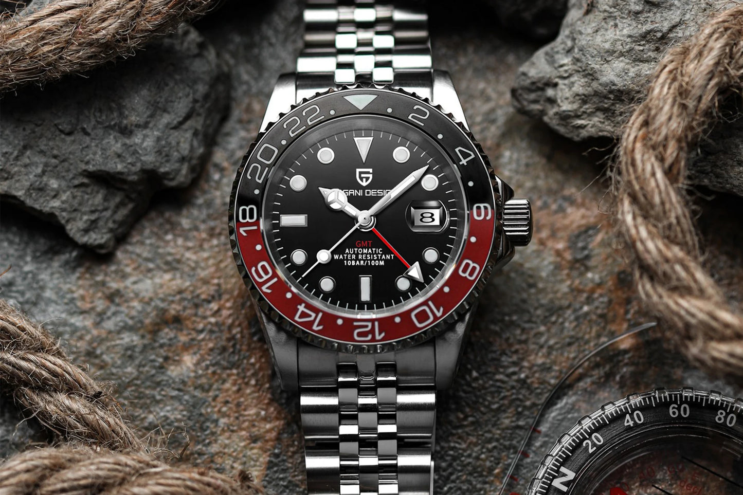 RBB DESIGN V3 Men's GMT Automatic Watch – 40MM Luxury Sapphire Mechanical Stainless Steel Waterproof Timepiece