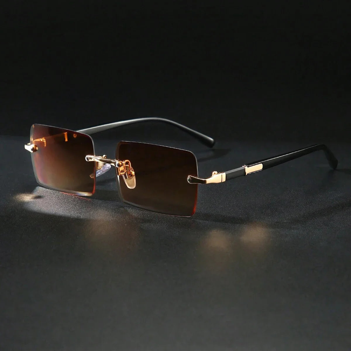 RBB Rimless Rectangle Sunglasses – Unisex Small Square Fashion Shades for Beach, Vacation & Travel