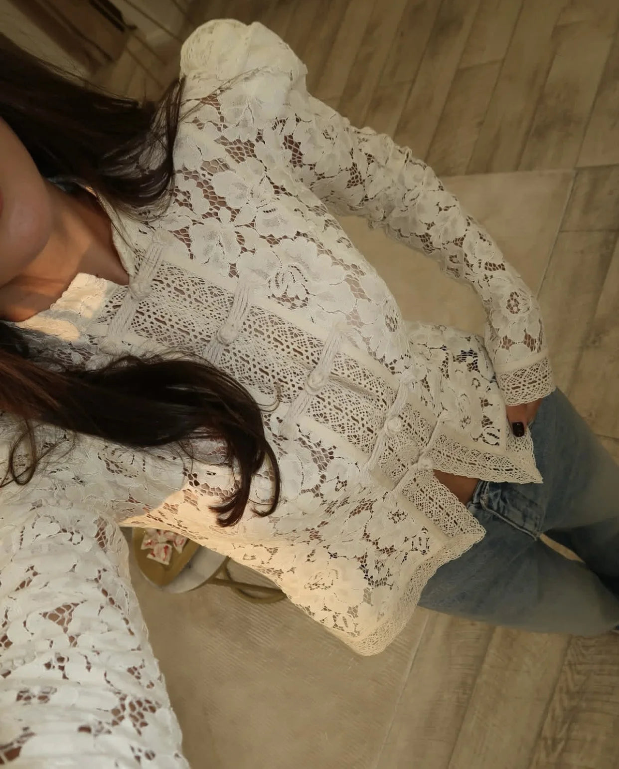 Tuularose Luxury Lace Blouse Fashion Lace Print Single Breasted Slim Shirt Vintage Elegant Party Looks Summer Women Blouse Tops