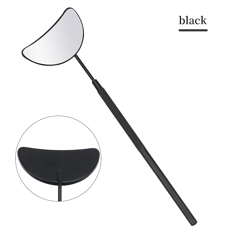 1Pc Moon-Shaped Eyelash Extension Inspection Mirror – Detachable Stainless Steel Lash Tool