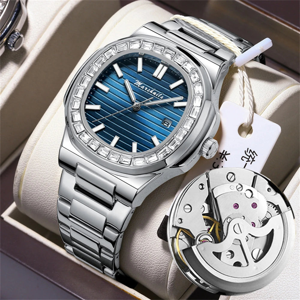 RBB Men's Luxury Business Sports Watch 2024 – Shell Hollow Design Quartz Steel Wristwatch