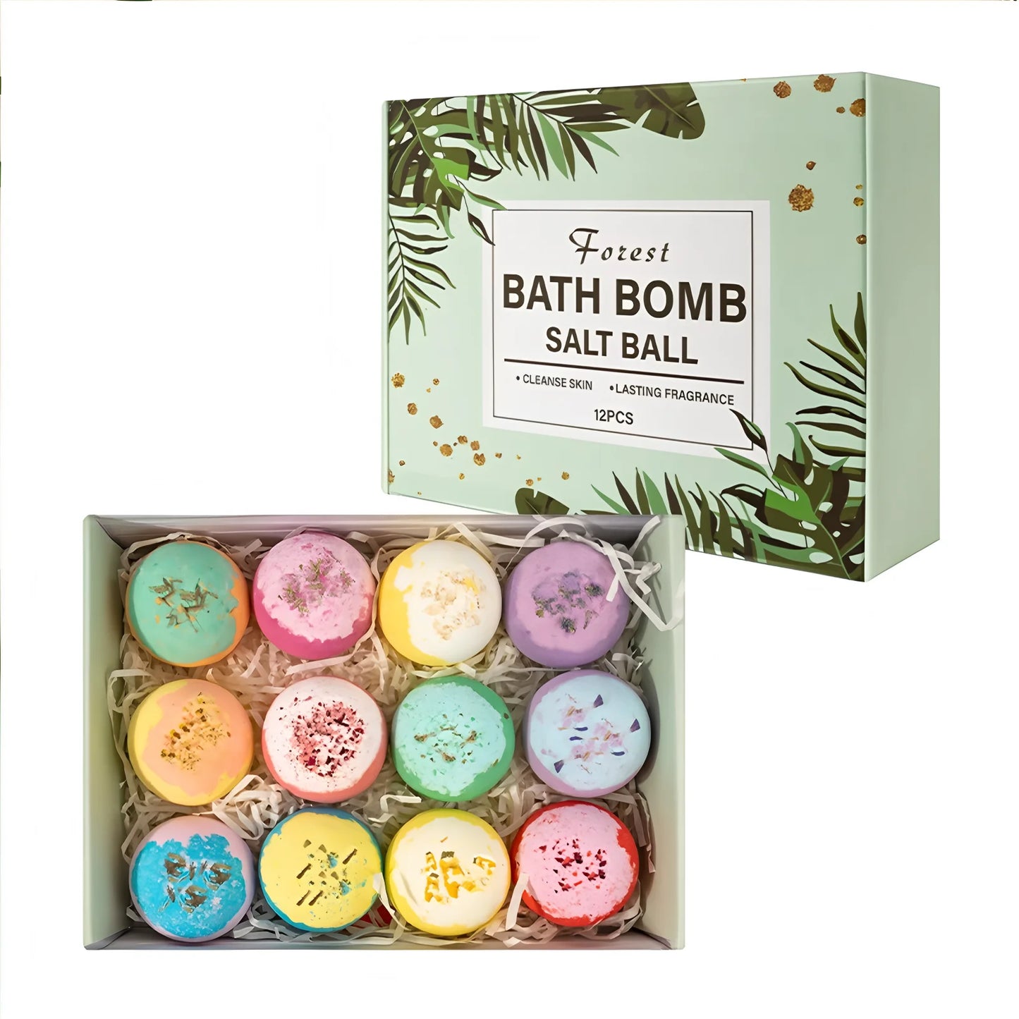12pcs Bath Bomb Gift Box – Essential Oils, Moisturizing Spa Set