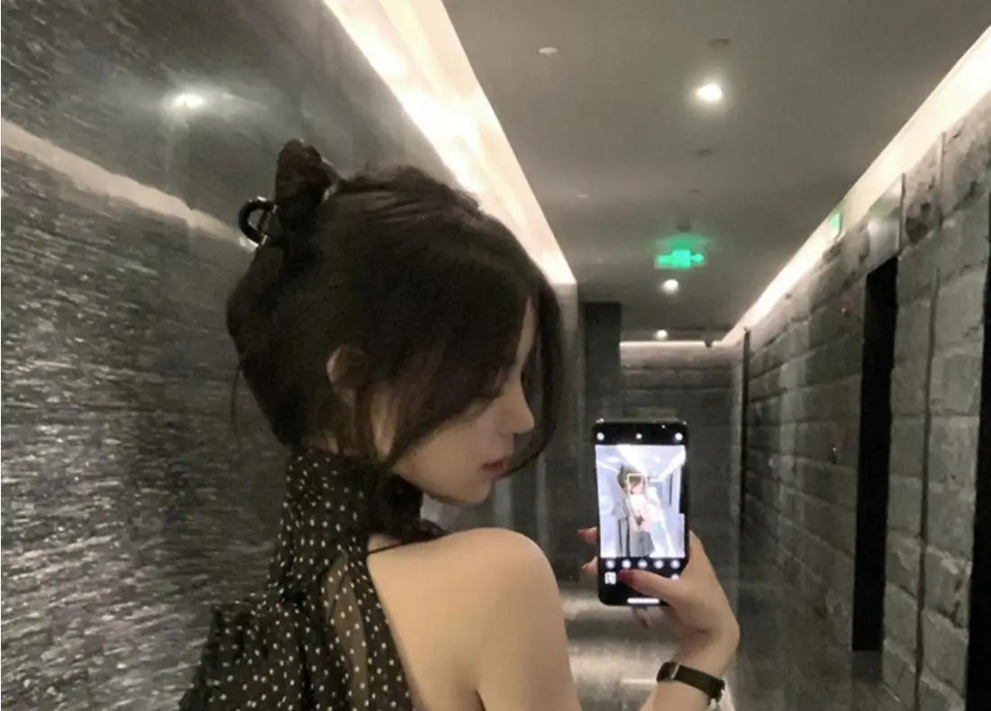 Women Blouses Sleeveless Polka Dots Loose Kawaii Lace-up Sweet Elegant Bow Temperament Design Korean Style Summer Fashion Chic