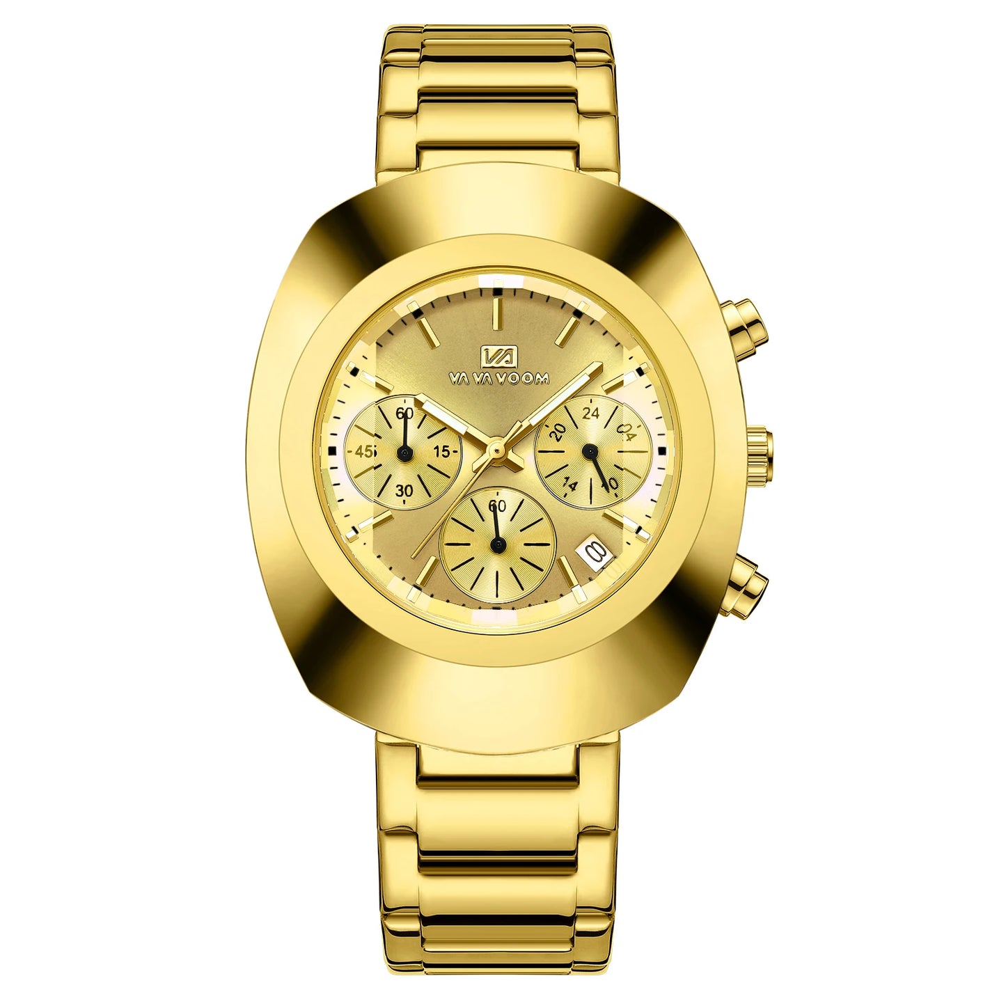 RBB Men's Multifunctional Quartz Watch – Blue & Gold Oval Dial with Stainless Steel Strap