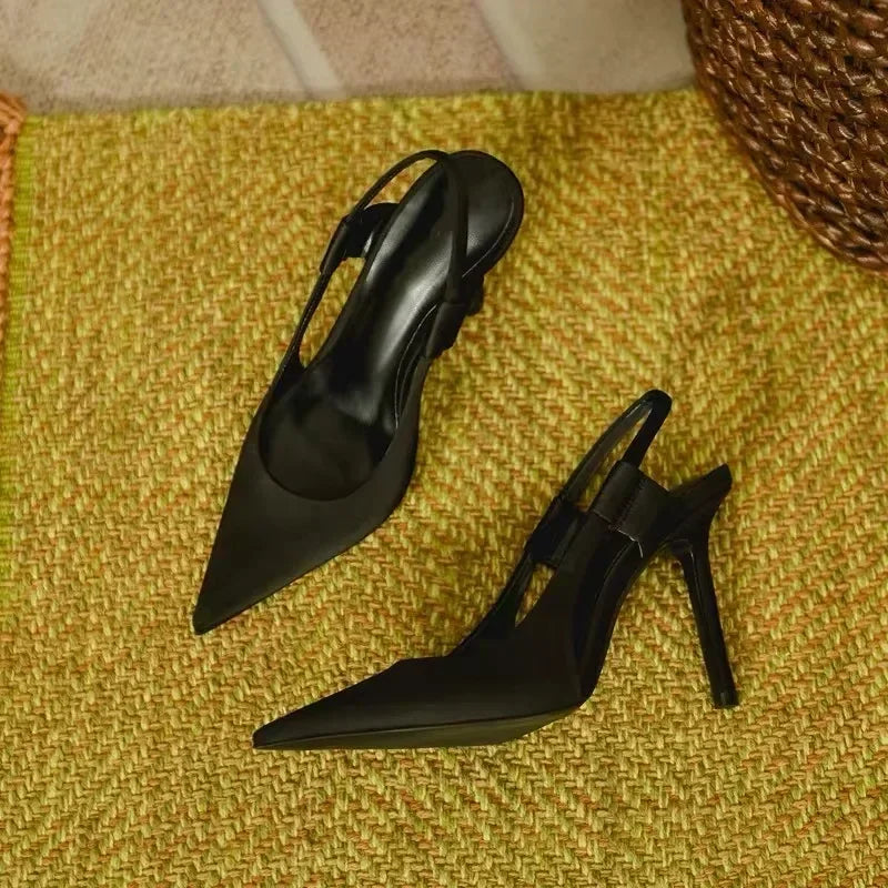 RBB New Designer Luxury Women Slingback Sandals Pointed Toe Slip on Thin High Heel Ladies Elegant Pumps Shoes Sandals 35-43