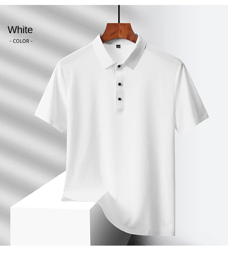 Men's Summer Quick-Dry Ice Silk Short Sleeve T-Shirt — Lightweight Nylon Fabric, Middle-Aged Casual Dad Tee