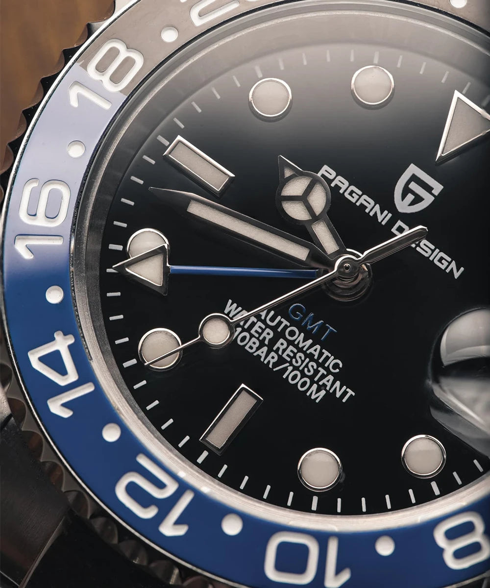 RBB DESIGN V3 Men's GMT Automatic Watch – 40MM Luxury Sapphire Mechanical Stainless Steel Waterproof Timepiece