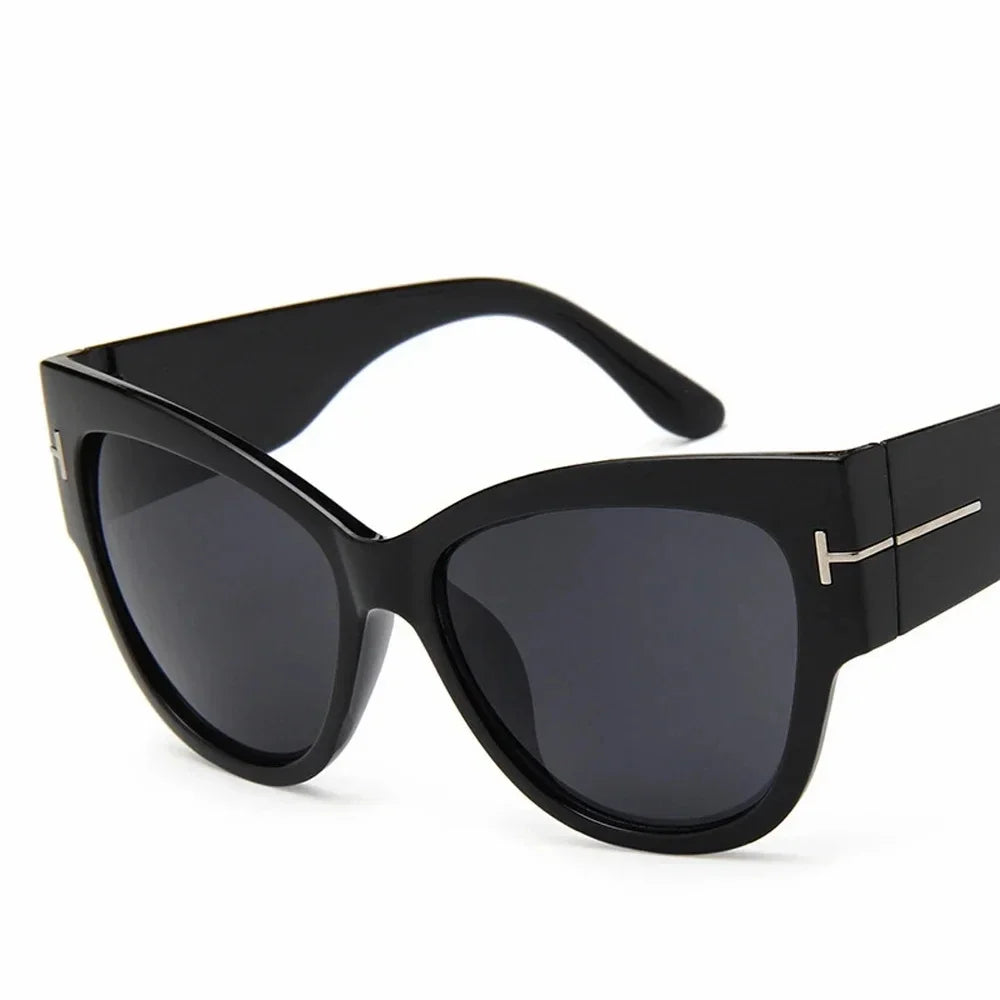 RBB Luxury Black Cat Eye Oversized Sunglasses for Women – 2024 Designer Gradient Shades