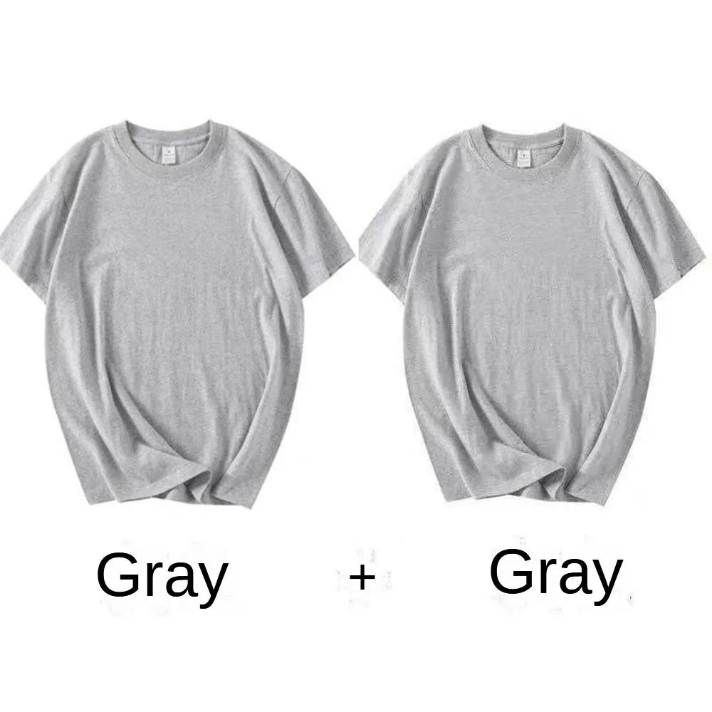 RBB 2PCS Men’s & Women’s 100% Cotton Solid White Short Sleeve T-Shirts – Casual Breathable Round Neck Tops